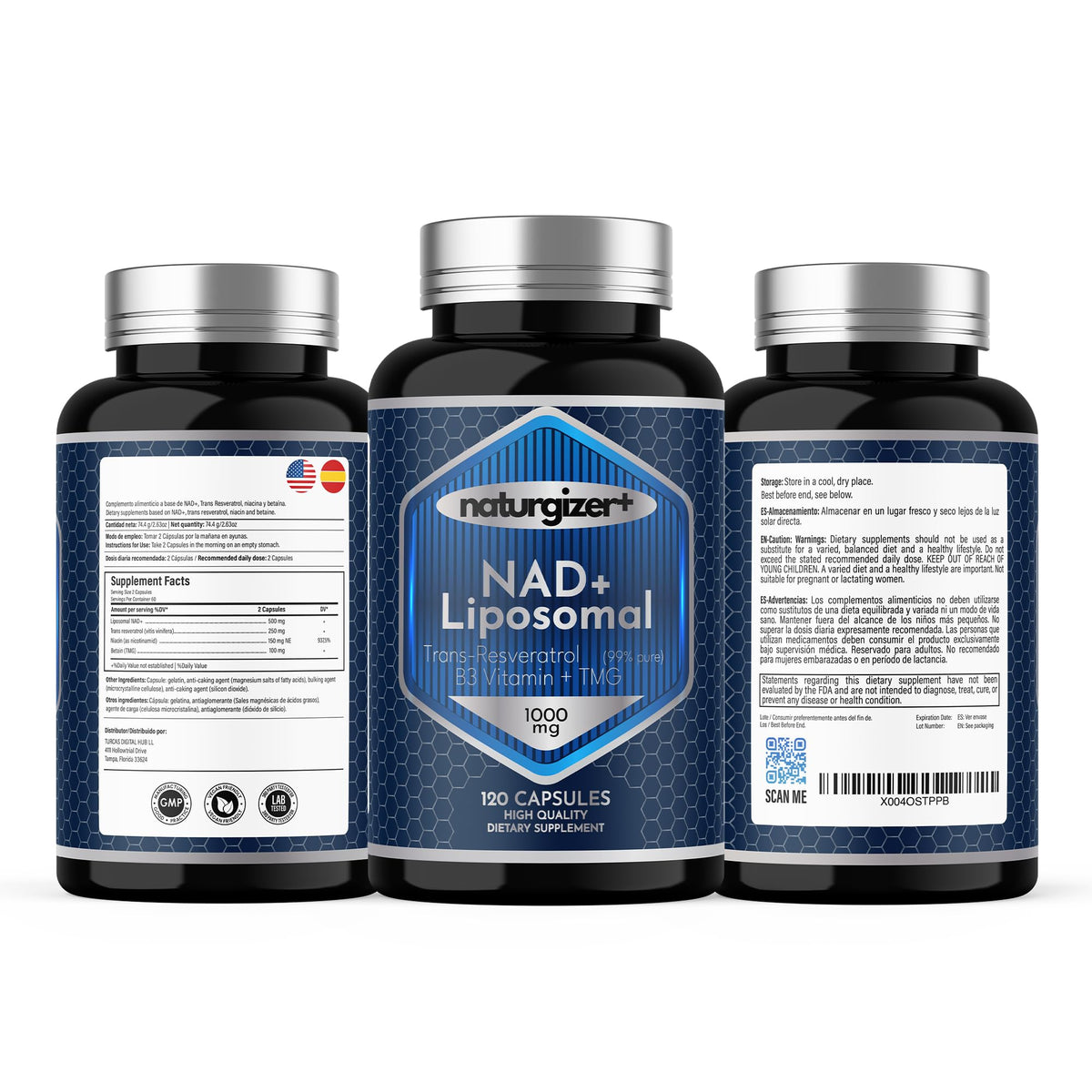 naturgizer+ Liposomal NAD+ Supplement with Resveratrol, TMG & Vitamin B3 | 4-in-1 Healthy Aging & Cellular Energy Support | High Absorption NAD Plus for Men & Women Over 40 | 120 Capsules naturgizer+Buy Supplements Australia