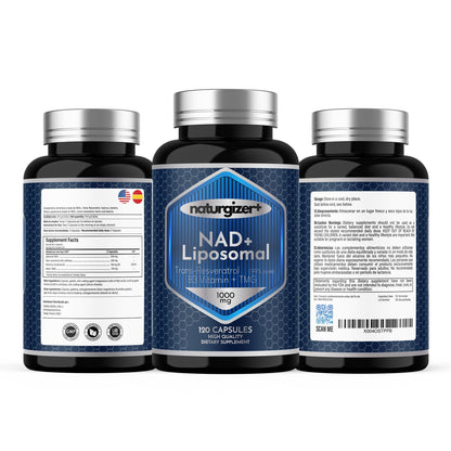 naturgizer+ Liposomal NAD+ Supplement with Resveratrol, TMG & Vitamin B3 | 4-in-1 Healthy Aging & Cellular Energy Support | High Absorption NAD Plus for Men & Women Over 40 | 120 Capsules naturgizer+Buy Supplements Australia
