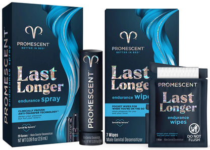 Promescent Desensitizing Delay Spray for Men (2.6 ml) to Help You Last Longer in Bed + Delay Wipes (7 Count) Sexual Enhancer with Extended Climax Control with Benzocaine Promescent buy supplements Au