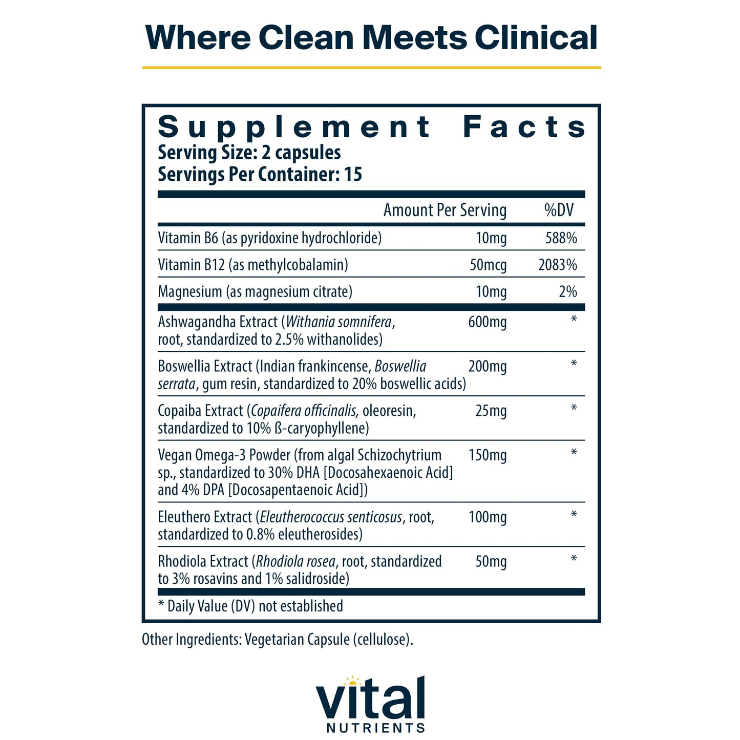 Vital Nutrients Cortisol Balance - Vegan Stress Relief Supplement - Cortisol Manager Supports Energy & Stress Levels - Ashwagandha & Magnesium for Relaxation - Gluten, Dairy, Soy Free - 30 Capsules Vital NutrientsBuy Supplements Australia
