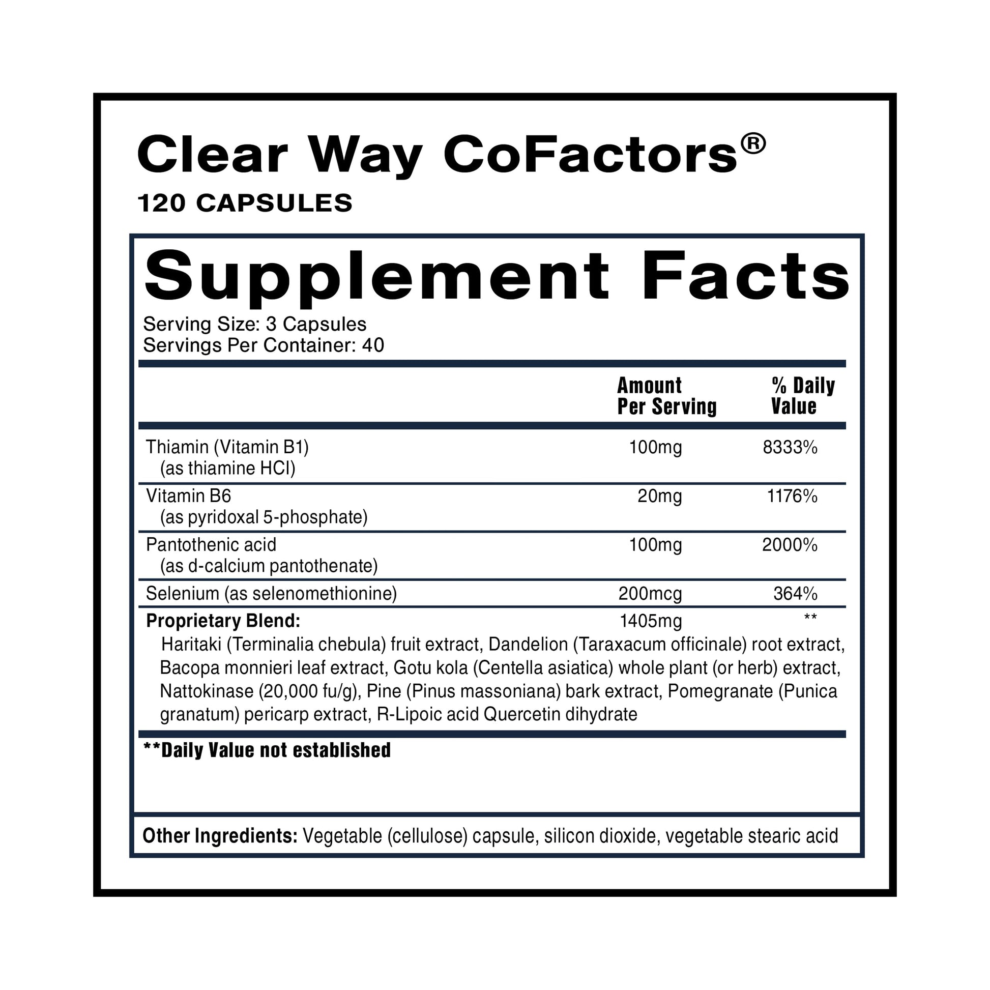 Quicksilver Scientific Clear Way Cofactors - Body Detox Cleanse Support with Vitamin B1, Dandelion Extract, Quercetin & Nattokinase Enzyme - Antioxidant Cleanse to Support Gut Health (120 Capsules) Quicksilver ScientificBuy Supplements Australia