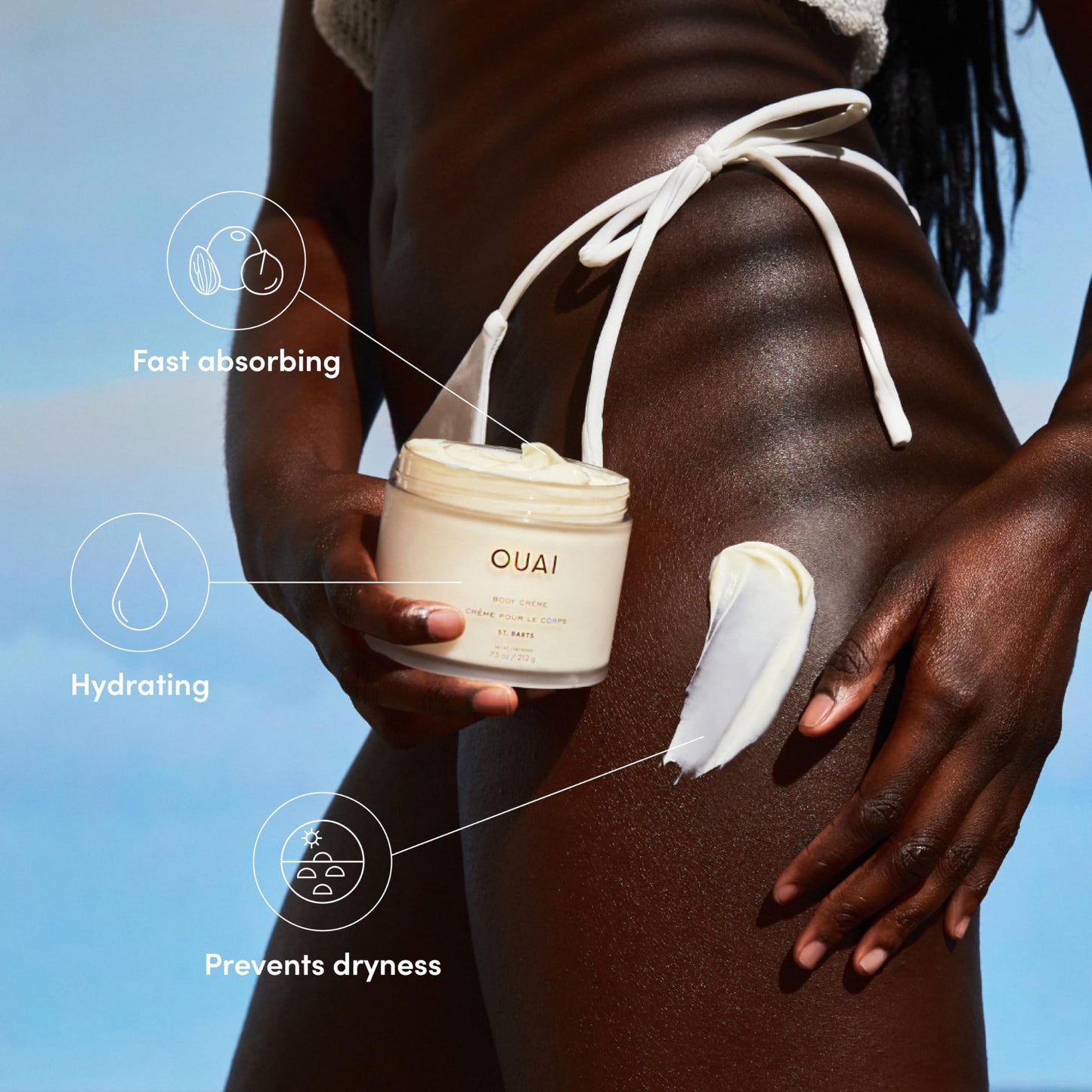 OUAI Body Cream, St. Barts - Hydrating Whipped Body Cream with Cupuaçu Butter, Coconut Oil and Squalane - Softens Skin and Delivers Healthy-Looking Glow - Sulfate-Free Skin Care (7.5 Oz) OUAIBuy Supplements Australia