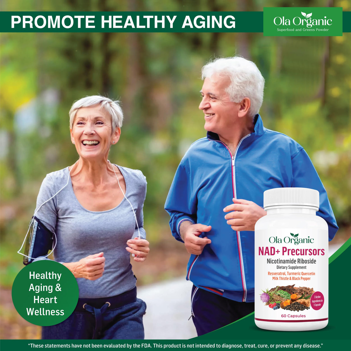 NAD+ Supplement & NAD Booster for Cellular Energy and Healthy Aging – Plant-Based Nicotinamide Riboside (NR) NAD Precursor with Resveratrol, Turmeric, Quercetin, Rhodiola & Milk Thistle – 60 Capsules Ola OrganicBuy Supplements Australia