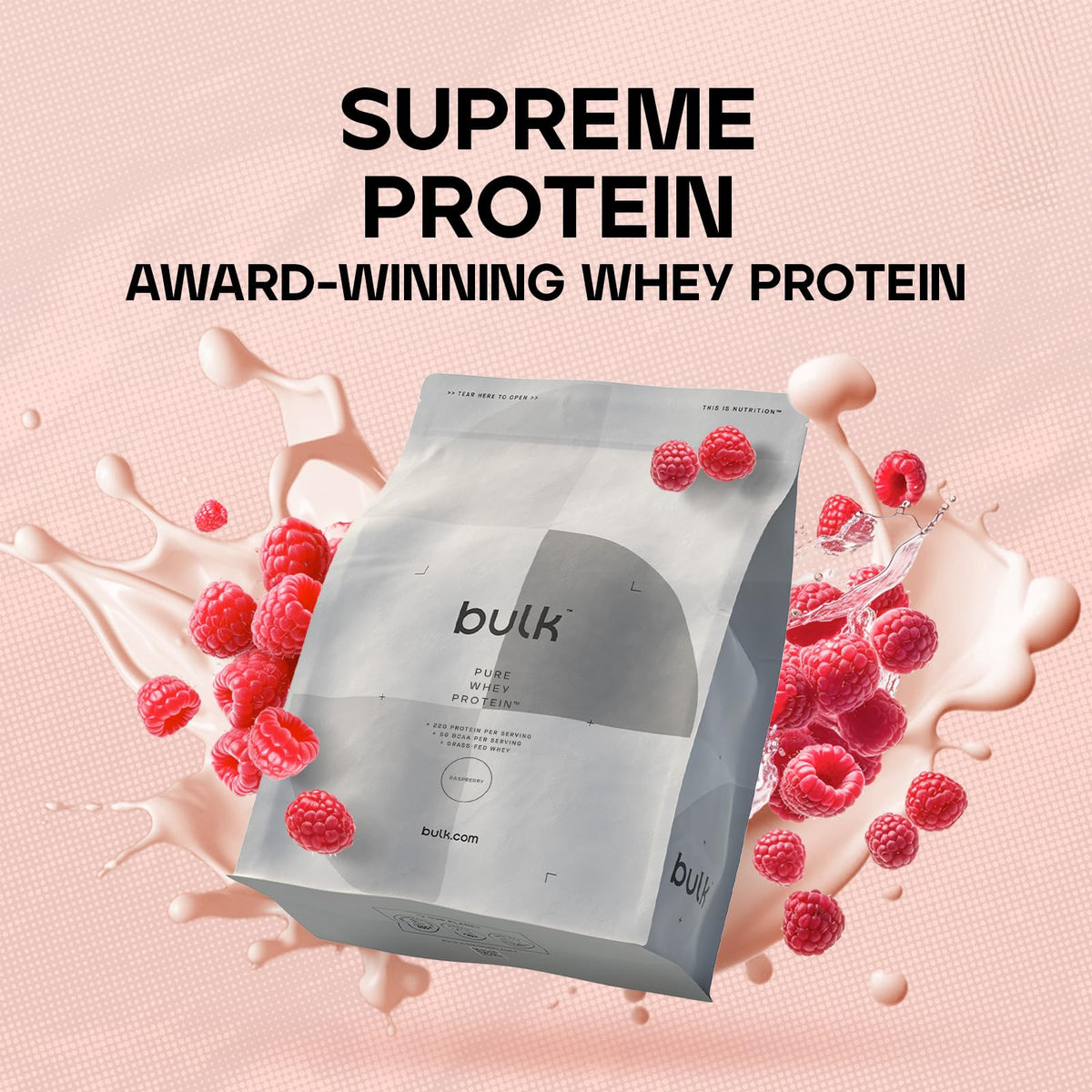 Bulk Pure Whey Protein Powder Shake, Raspberry, 500 g, Packaging May Vary BulkBuy Supplements Australia