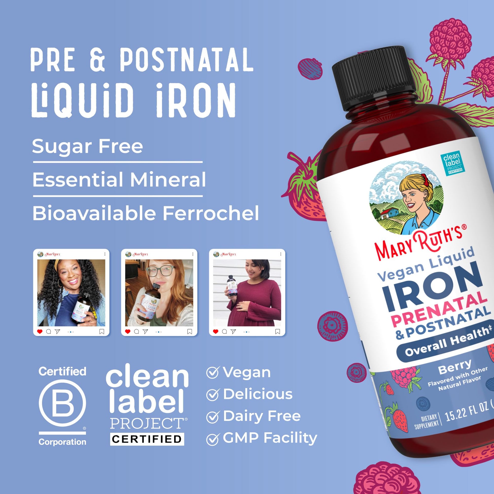 MaryRuth Organics | Liquid Iron Supplement Prenatal & Postnatal for Pregnant & Lactating | Iron Deficiency | Immune Support | Sugar/Gluten Free | Vegan | Non-GMO | 15.22 Fl Oz MARYRUTH'SBuy Supplements Australia