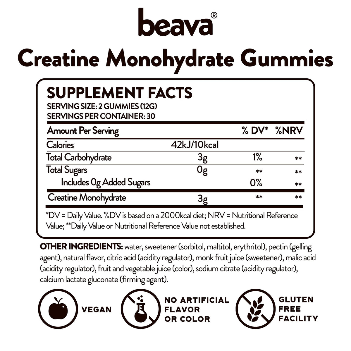 Creatine Monohydrate Gummies - 30 Servings - Vegan Creatine Chews for Muscle Growth, Muscle Recovery, Workout Recovery, Anaerobic Endurance - No Loading Phase - No Bloating - Strawberry - No Sugar beavaBuy Supplements Australia