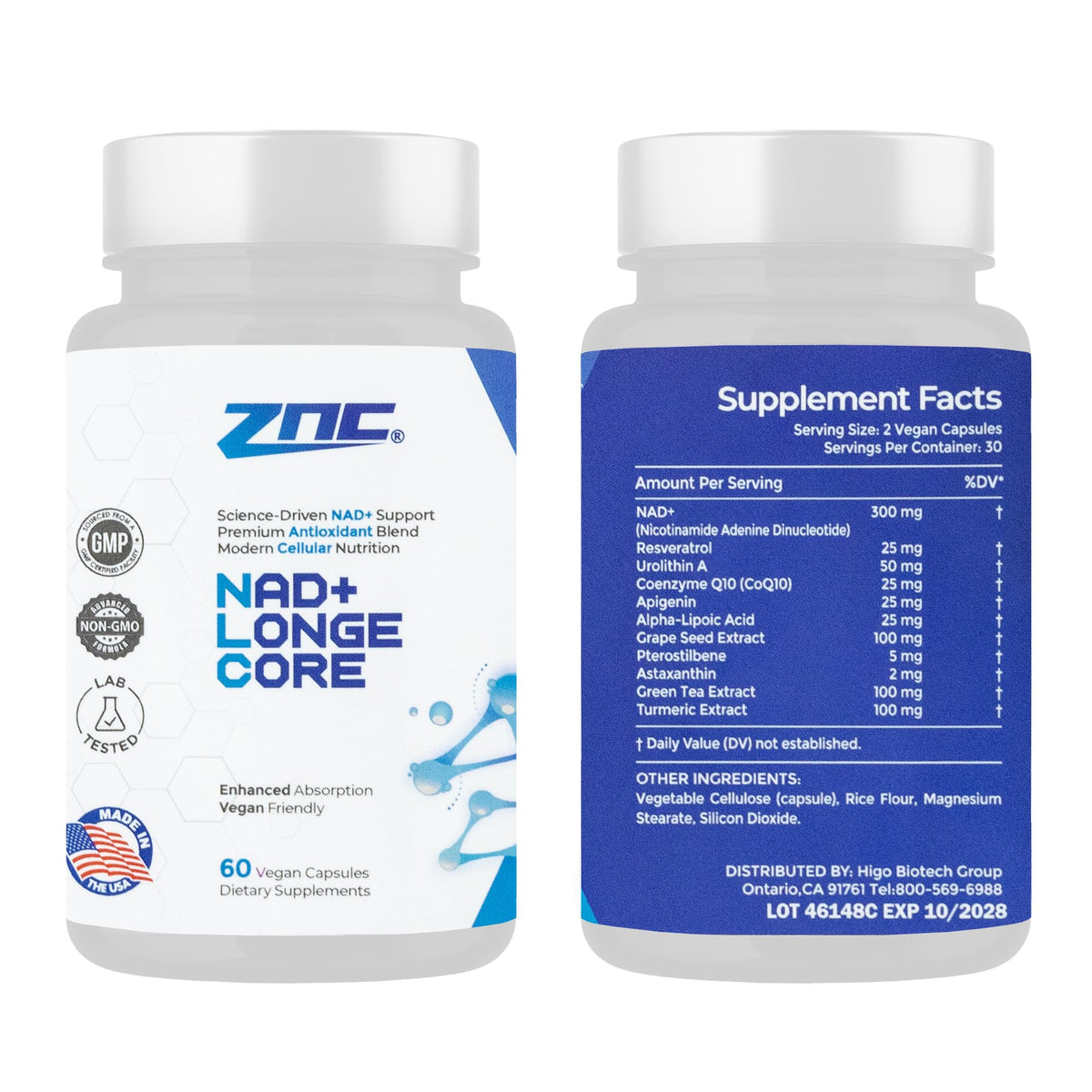 ZNC®10-in-1 NAD+ Supplement with Liposomal NAD, Urolithin A & Resveratrol for Energy & Cellular Repair - 60 Vegan Capsules ZNCBuy Supplements Australia