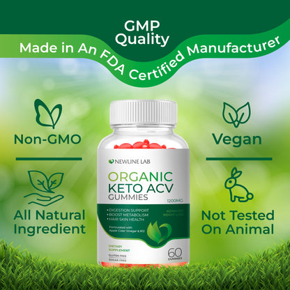 Organic Keto ACV Gummies for Advanced Weight Loss Fat Burn - Sugar Gluten Free Apple Newline LabBuy Supplements Australia