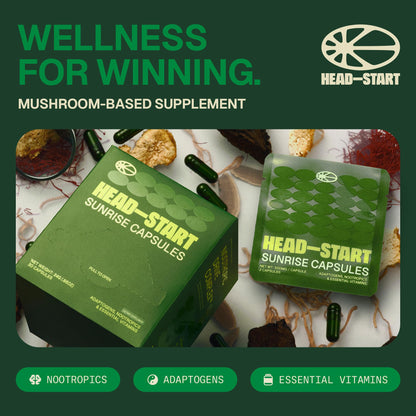 HEAD-START Sunrise Capsules | Nootropic Brain Supplement with Lion’s Mane, L-Theanine & Saffron | Adaptogen Blend for Focus, Energy, Clarity & Daily Performance HEAD-STARTBuy Supplements Australia