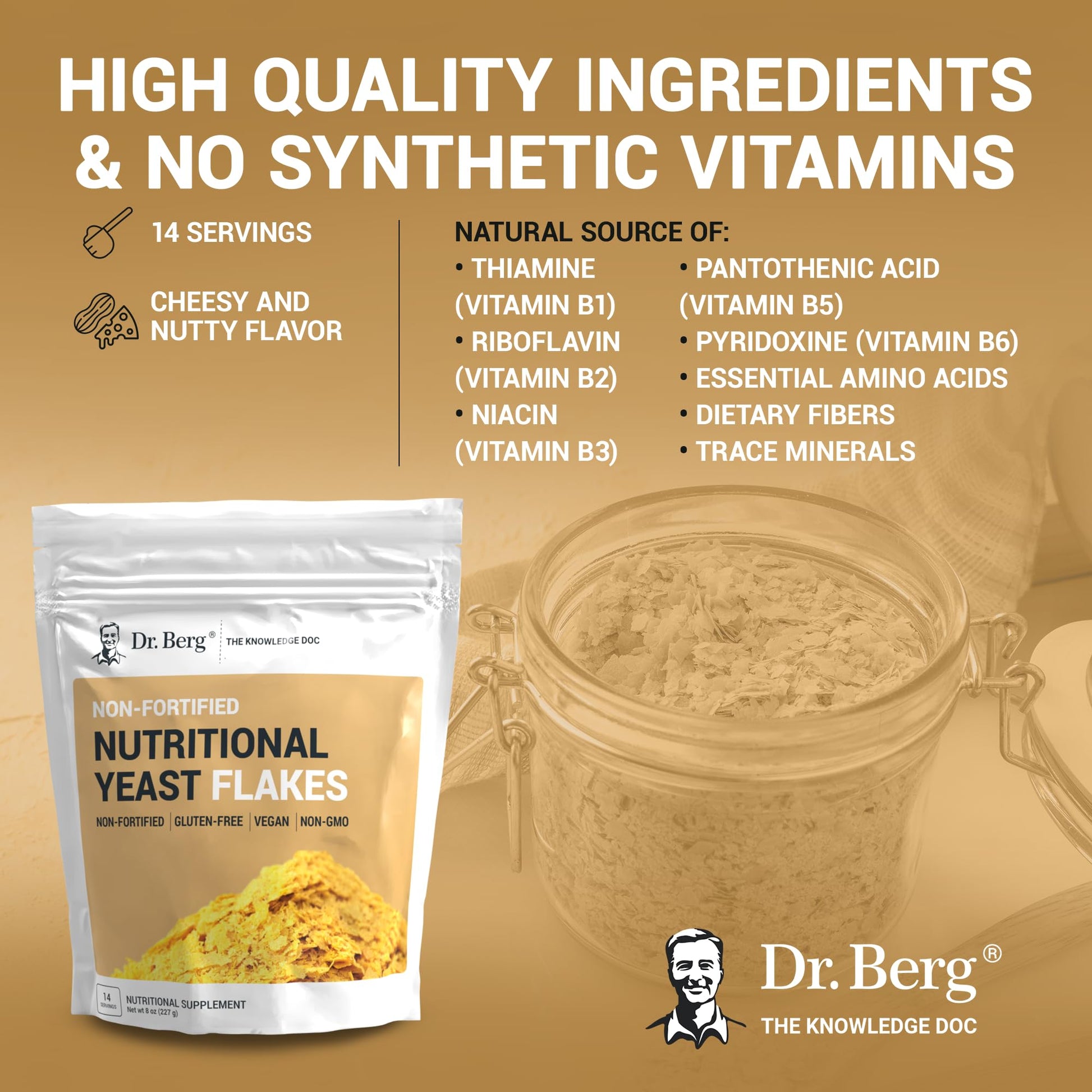 Dr. Berg Premium Nutritional Yeast Flakes - Delicious Non-Fortified Nutritional Yeast Dr. Berg NutritionalsBuy Supplements Australia