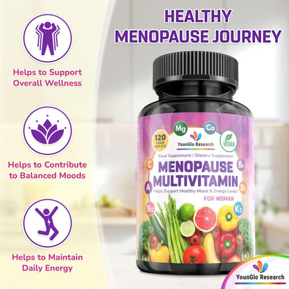YounGlo Research Menopause Supplement - 120 Vegan Caplets - Menopause & Perimenopause Relief Support - Food and Dietary Vitamins - Multivitamin for Women YounGlo ResearchBuy Supplements Australia