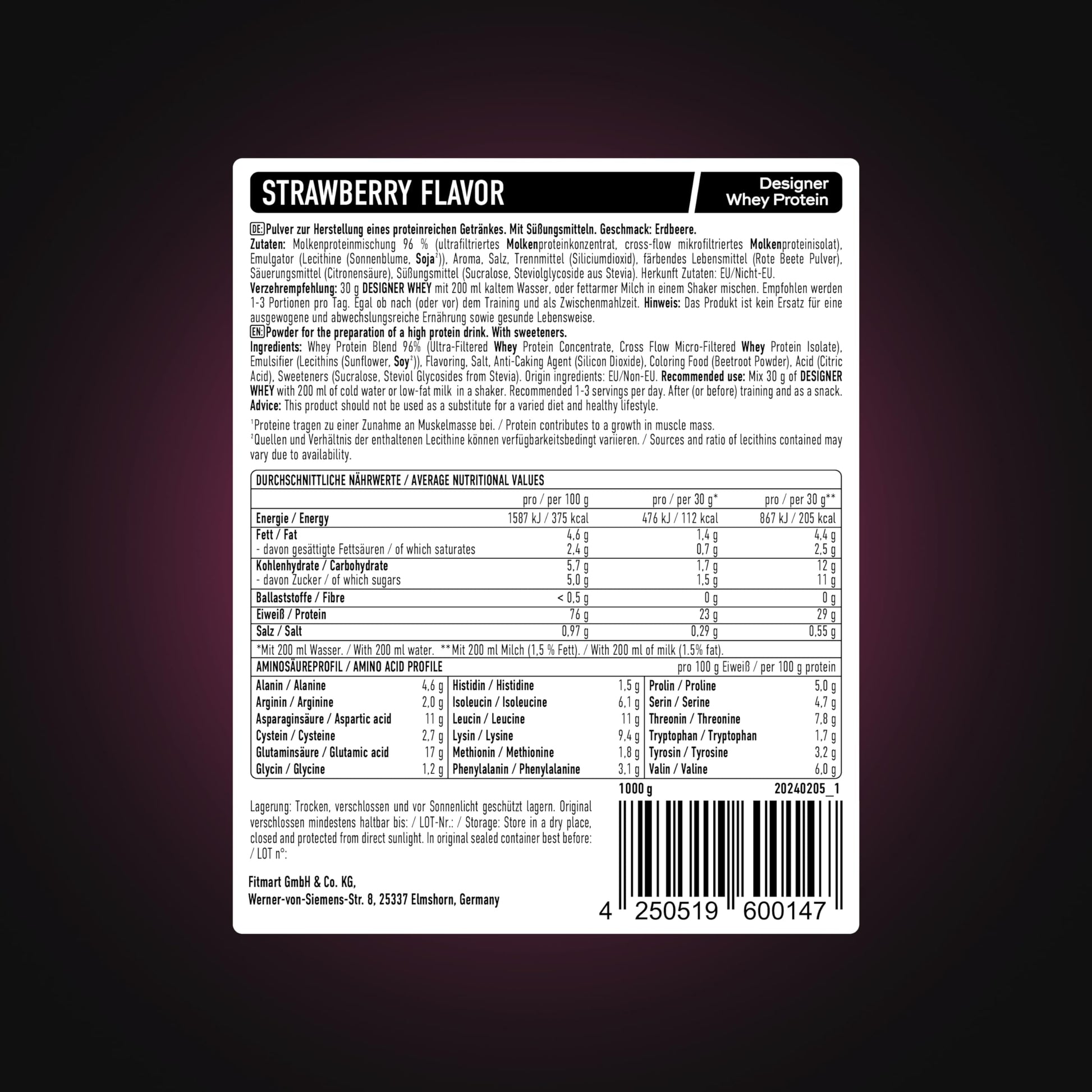 ESN Designer Whey Protein Powder, Strawberry, 1000 g, 2.2 lbs, 33 Servings ESNBuy Supplements Australia