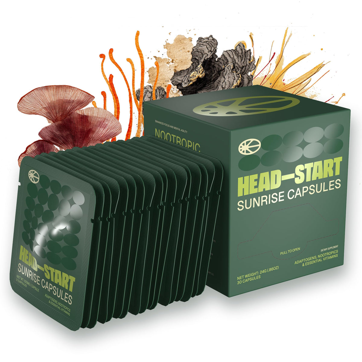 HEAD-START Sunrise Capsules | Nootropic Brain Supplement with Lion’s Mane, L-Theanine & Saffron | Adaptogen Blend for Focus, Energy, Clarity & Daily Performance HEAD-STARTBuy Supplements Australia