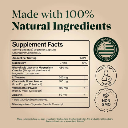 Magnesium L-Threonate with Apigenin, Valerian Root & L-Theanine – No Melatonin Restful Sleep & Brain Supplement – Clinically Studied 7-Ingredient Formula Plus+Ultra canada supplements
