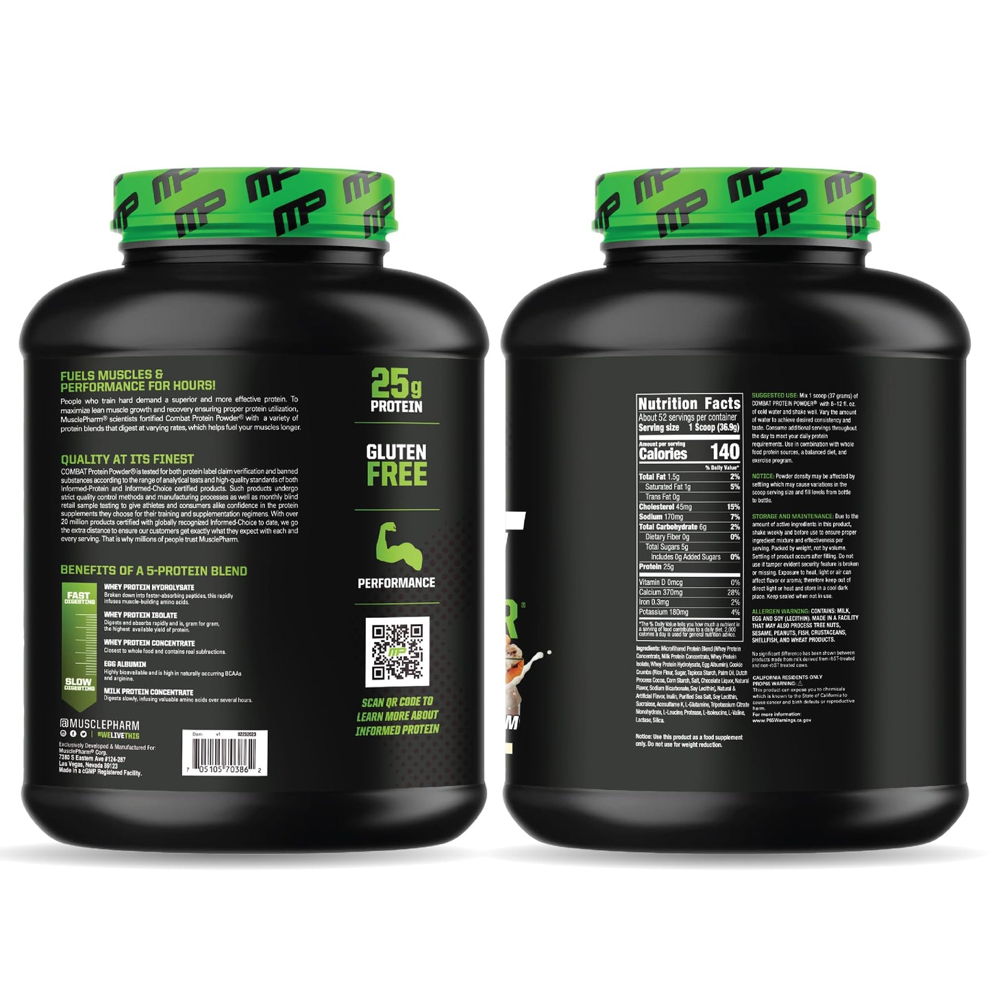 MusclePharm Combat Protein Powder, Chocolate Milk - 4 lb - Gluten Free - 52 Servings Muscle PharmBuy Supplements Australia