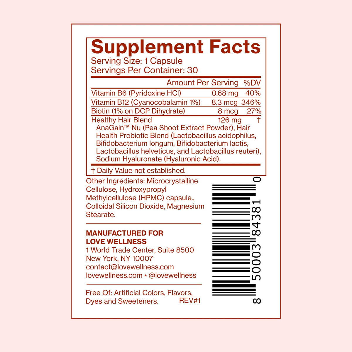 Love Wellness Healthy Hair Probiotics | Support Hair Growth with Biotin and Vitamin B12 & B6 | Supplement for Healthy Scalp & Thicker, Fuller Looking Hair | Safe & Effective | 30 Capsules Love WellnessBuy Supplements Australia