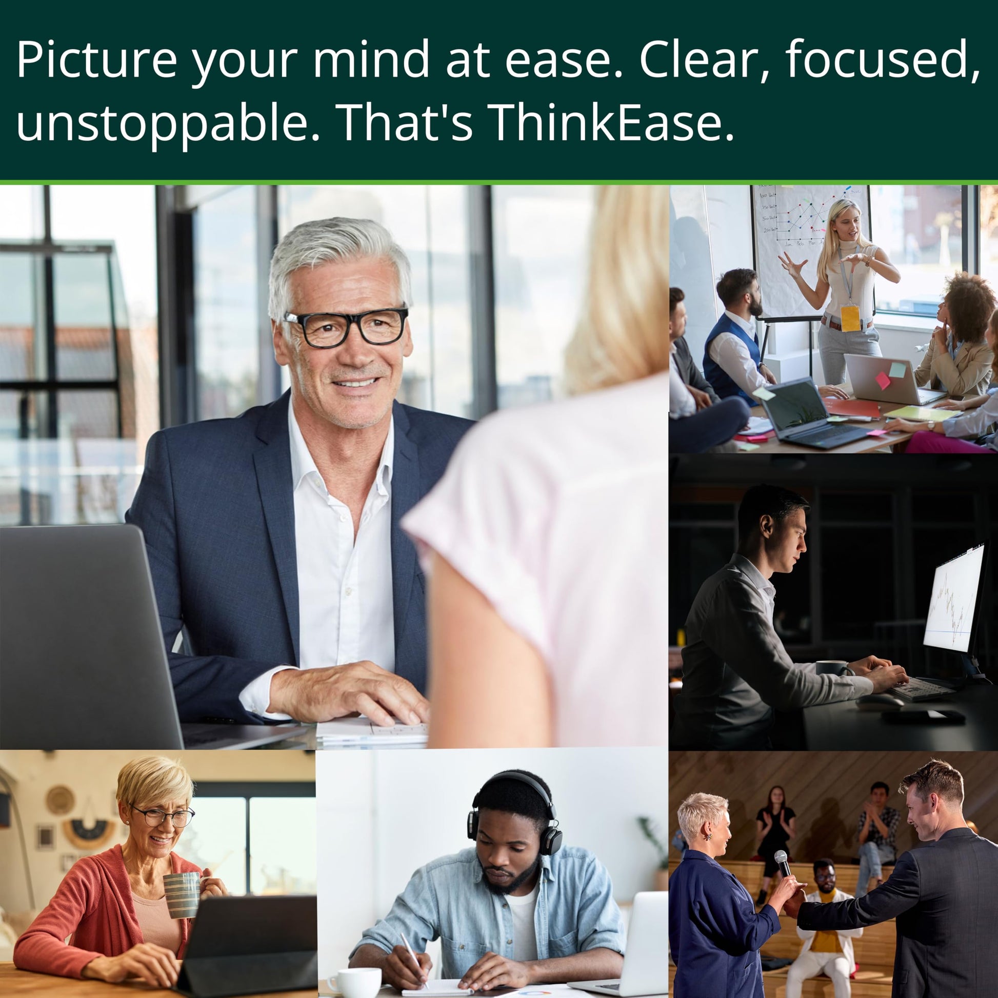 ThinkEase Brain Supplement (120 Capsules) | Memory, Mental Clarity, Focus, Cognitive Performance | Nootropic Supplement with L-Theanine, Acetyl L-Carnitine, Phosphatidylserine, Lion's Mane & More ThinkEaseBuy Supplements Australia