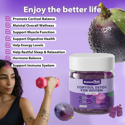 Cortisol Supplements for Women, Lower Cortisol for Women, Cortisol Gummies with Ashwagandha, Magnesium, L-Theanine, Phosphatidylserine, Vitamin, Relaxation, Focus, Sugar-Free, Vegan, 90 Count KumuoKeolBuy Supplements Australia