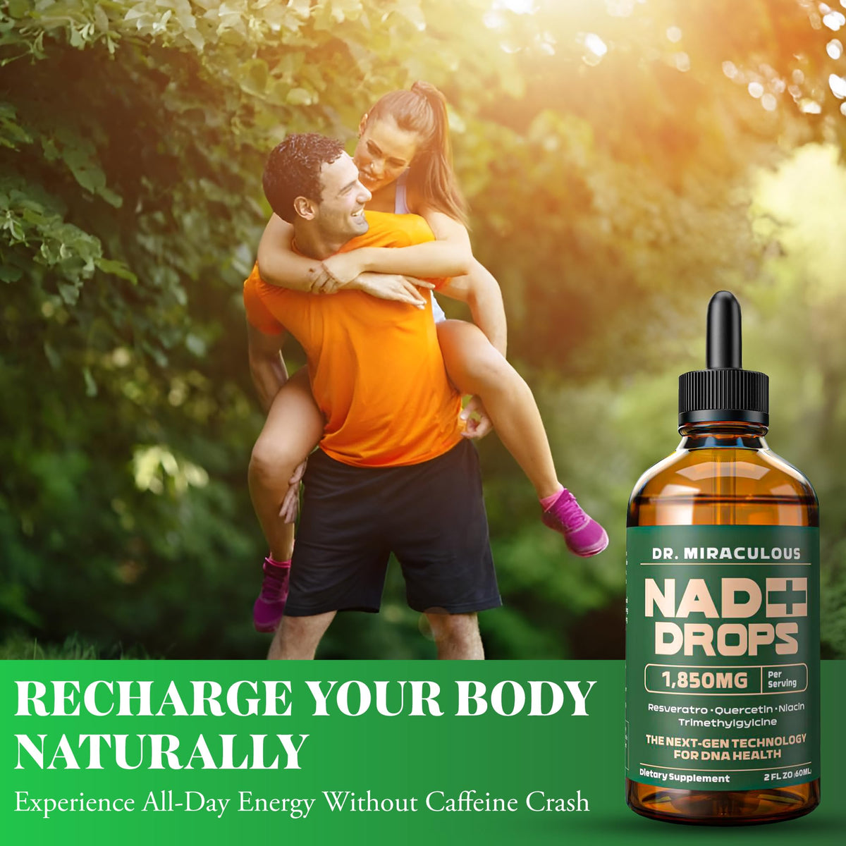 Dr. Miraculous Pure NAD+ Supplements 1850mg Liquid Drops for Women & Man | Nicotinamide Riboside Organic NAD Plus Boosting Supplement - Natural Lemon Flavor Dr. MiraculousBuy Supplements Australia