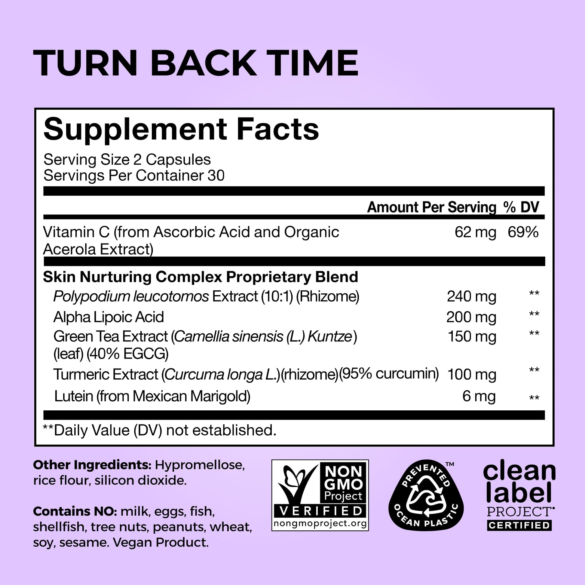 HUM Turn Back Time Turmeric Supplement for Youthful Looking Skin Support with Green Tea Extract, Lutein & Polyphenols, Skin Care Aging & Collagen Support Capsules for Even Tone, 60 Vegan Capsules HUMBuy Supplements Australia