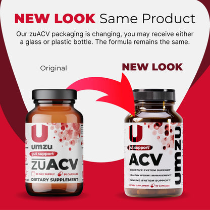UMZU zuACV Apple Cider Vinegar + Prebiotics Supplement, (30 Day Supply) – ACV & Inulin Fiber Blend – Gut Health Support with ACV Capsules
