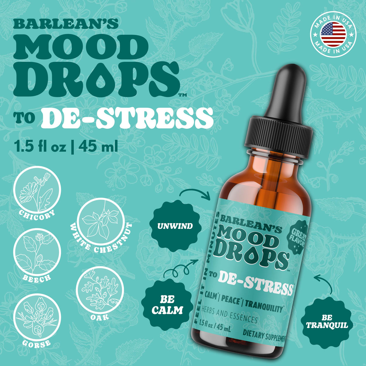 Barlean's Mood Booster Supplement, De-Stress Liquid Drop Supplements for Men and Women, Ashwagandha and L Theanine Extract, Adaptogen Herbs Drops, 1.5 oz Barlean's buy supplements Au