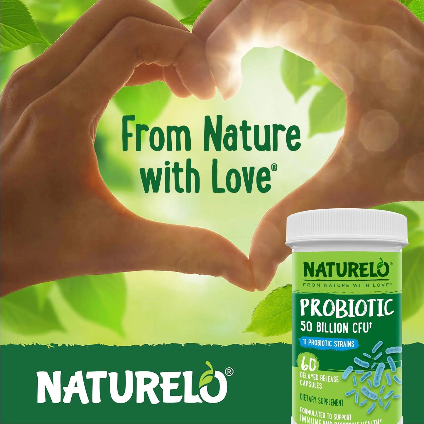 NATURELO Probiotics for Digestive Health, 50 Billion CFU, 60 Vegetarian Capsules, 11 Strains, Daily Use Supplement, Delayed Release, No-Fridge, Boosts Immune System, Probiotics for Women & Men NATURELOBuy Supplements Australia