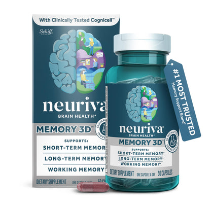 NEURIVA Memory 3D Brain Supplement - Decaffeinated Nootropic Capsules for Memory, Focus, & Cognitive Function - Short Term, Long Term, & Working Memory Support - 50ct NEURIVABuy Supplements Australia
