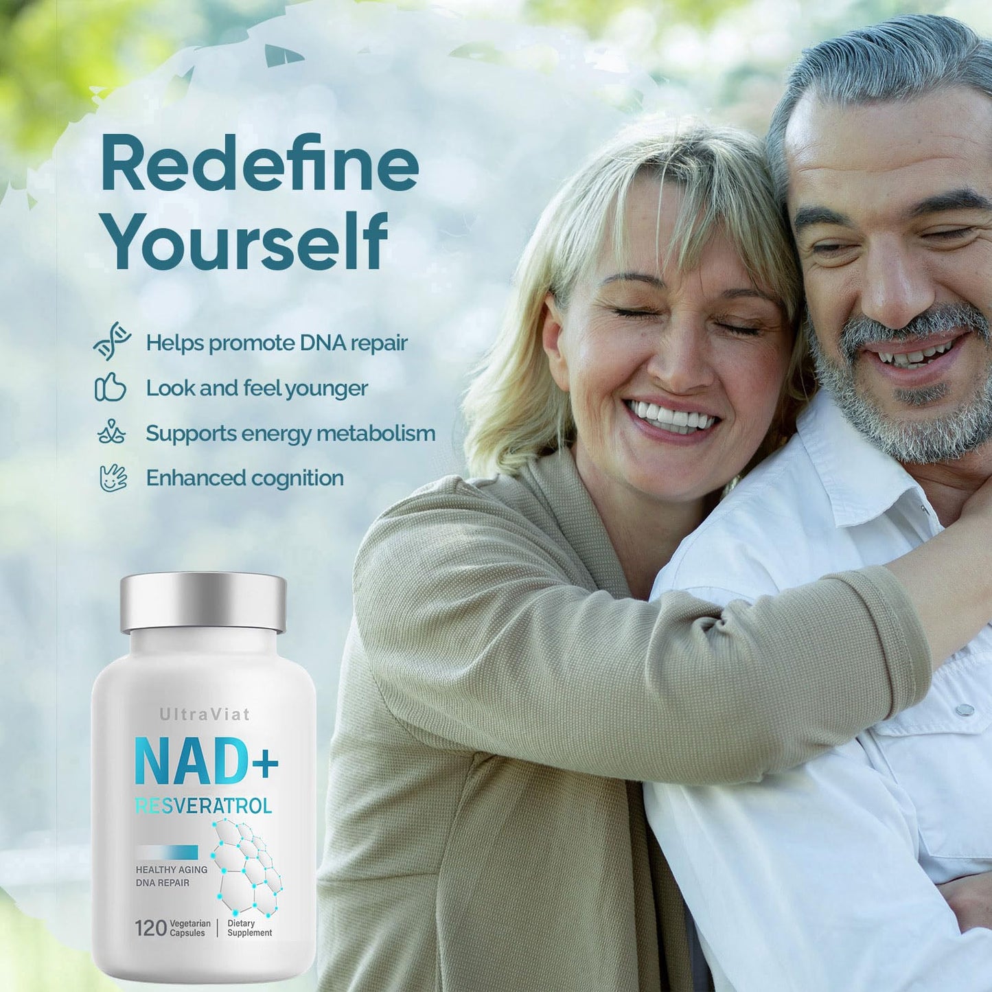 UltraViat NAD+ Supplement 1000mg, Premium NAD+ & Resveratrol Complex for Energy & Anti Aging - 120 Capsules UltraViatBuy Supplements Australia