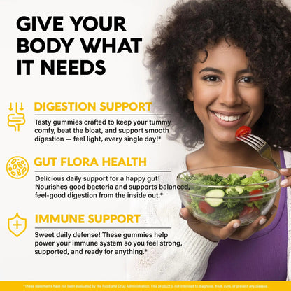 Probiotic Gummies 10B CFU with Prebiotic Fiber - Digestion & Immune Support - Debloat, Stomach & Gut Comfort - Probiotics for Women & Men - Natural Berry Flavor - Vegan & Sugar-free - 60 Gummies NUTRAHARMONYBuy Supplements Australia