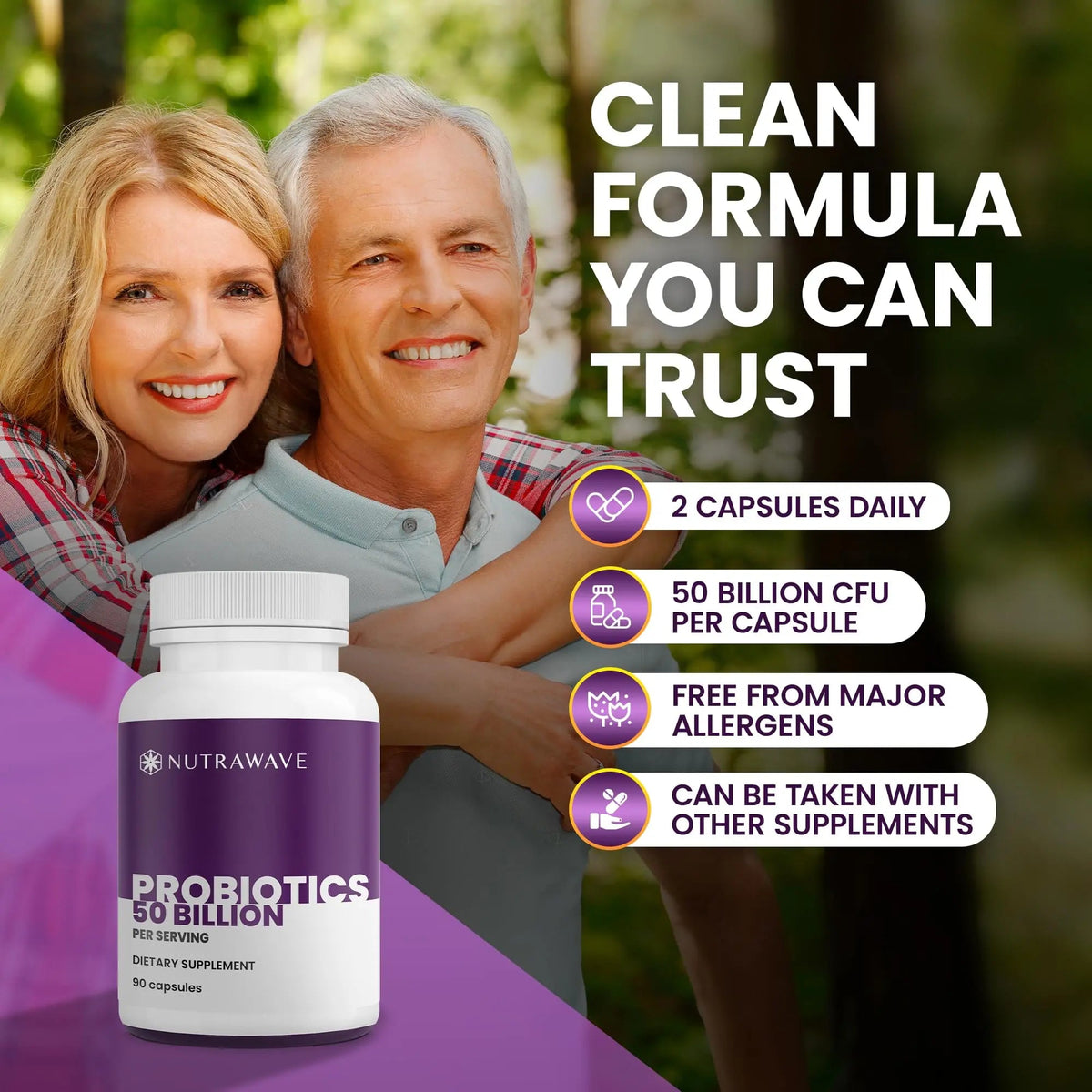 Nutrawave 50 Billion Probiotics for Women & Men, 15 Strains Active Culture. Relieves Bloating & Constipation, Improved Digestion & Gut Health Supplement, Vegan. 60 Powerful Small Capsules. Nutra WaveBuy Supplements Australia
