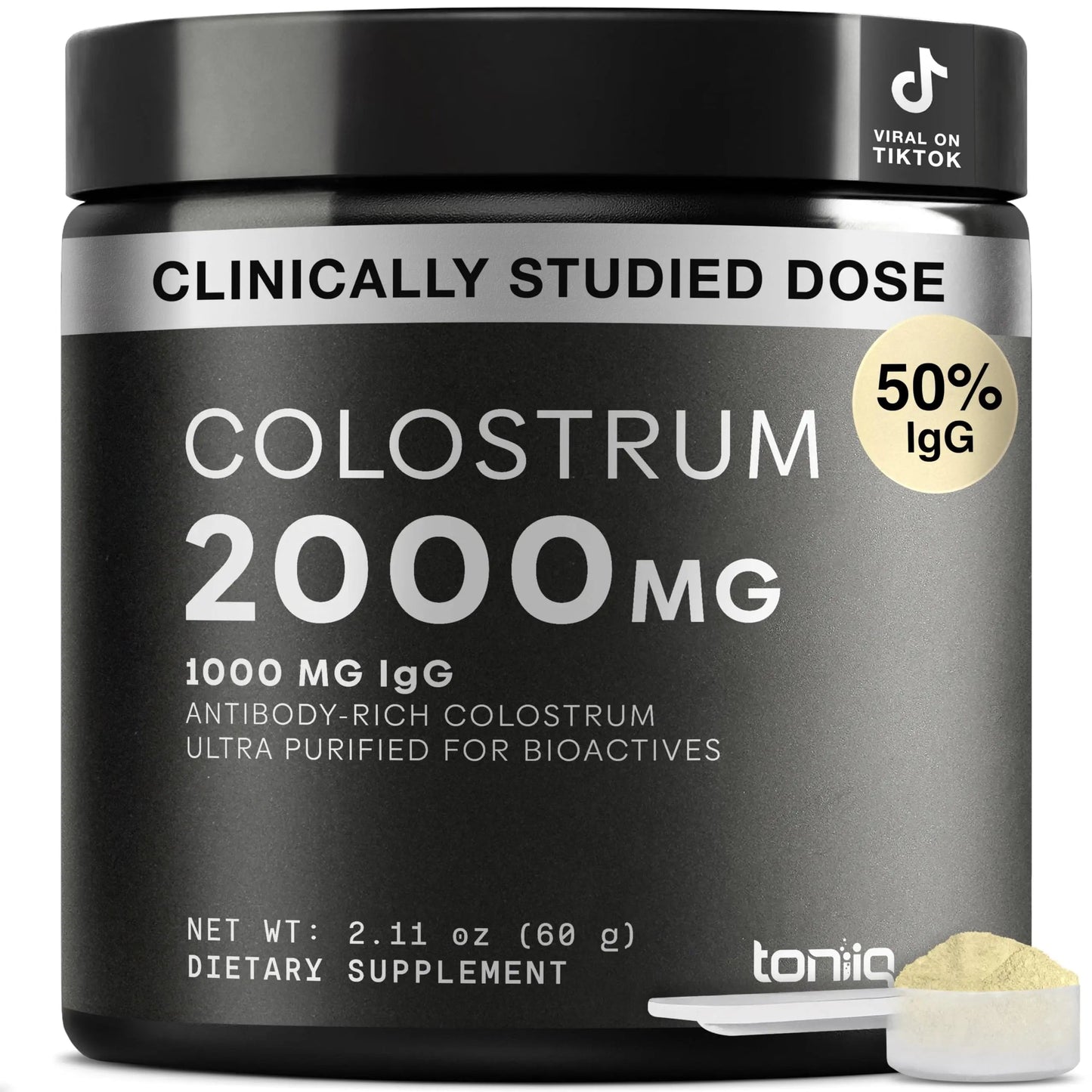 Toniiq Colostrum Powder – Ultra High Potency 50% IgG Concentrate – Farm-to-Jar Traceable French Colostrum – Microfiltered for Purity – Third-Party Lab Verified – 30 Servings Toniiq buy supplements Au