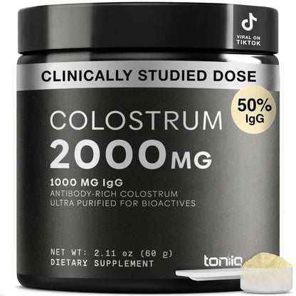Toniiq Colostrum Powder – Ultra High Potency 50% IgG Concentrate – Farm-to-Jar Traceable French Colostrum – Microfiltered for Purity – Third-Party Lab Verified – 30 Servings Toniiq buy supplements Au
