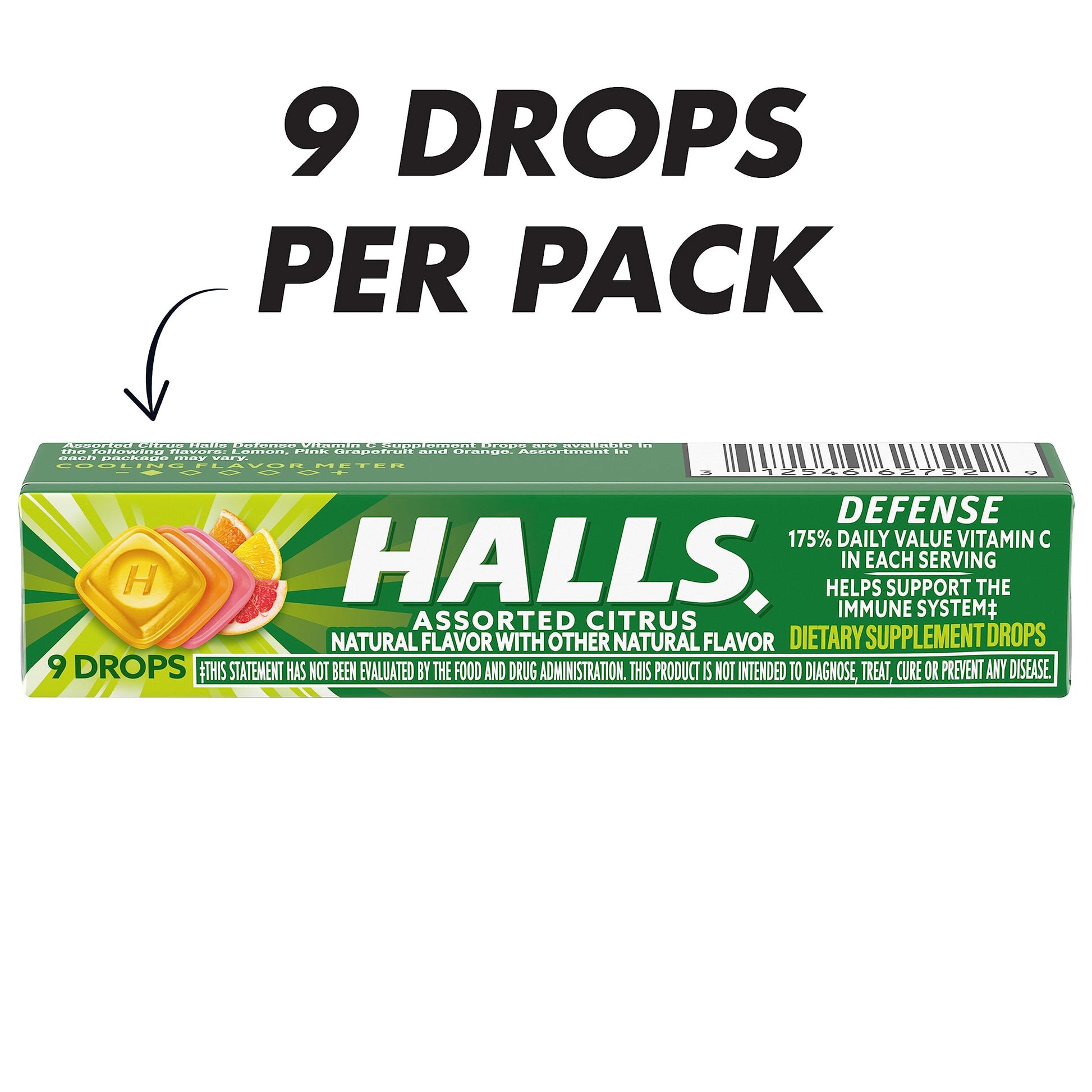 HALLS Defense Assorted Citrus Vitamin C Drops, 20 Sticks of 9 Drops (180 Total Drops) HALLS buy supplements Au