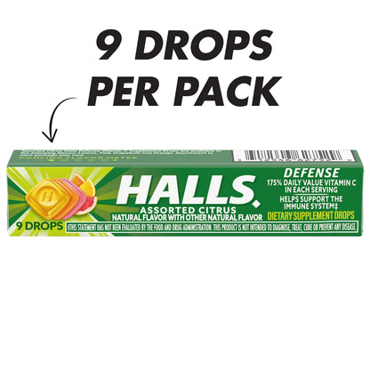 HALLS Defense Assorted Citrus Vitamin C Drops, 20 Sticks of 9 Drops (180 Total Drops) HALLS buy supplements Au