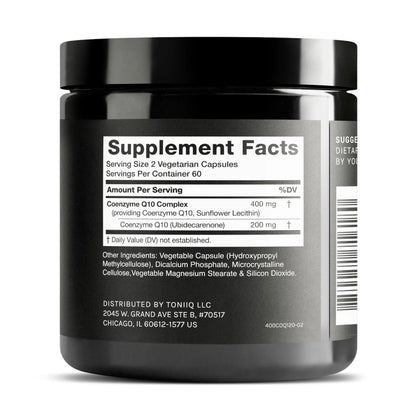 Toniiq CoQ10 400mg Extra Strength - Ultra High Purity - Liposomal for Superior Absorption - 98% Purified - Third-Party Tested, 120 Veggie Capsules Toniiq buy supplements Au