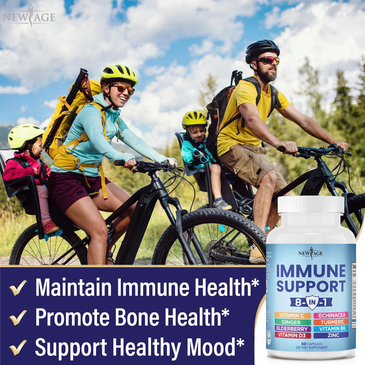 NEW AGE 8 in 1 Immune Support Booster Supplement with Echinacea, Vitamin C NEW AGEBuy Supplements Australia
