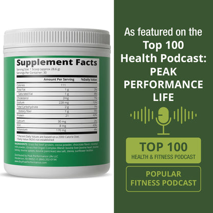 Grass Fed Beef Protein Powder + Organ Complex. Lactose Free Great Tasting Beef Protein Isolate. Animal Based Non Dairy No Whey Paleo Carnivore Supplement for Muscle Building. Chocolate Flavor Peak PerformanceBuy Supplements Australia