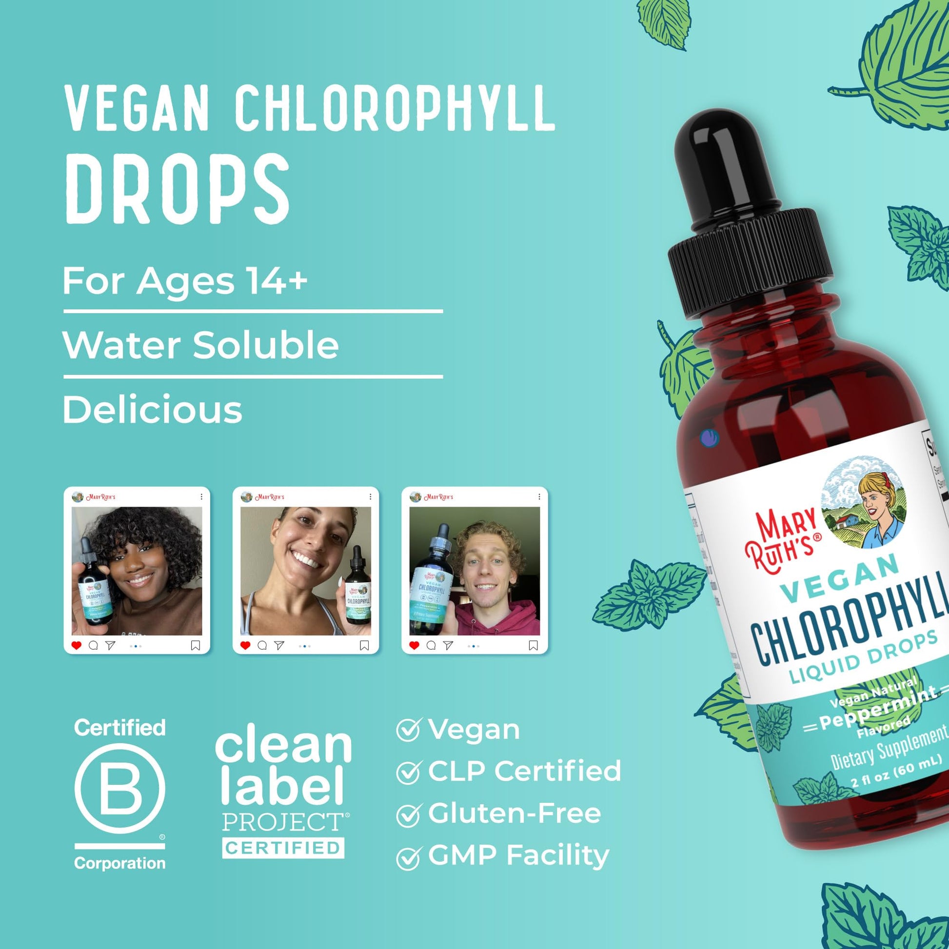 MaryRuth's Chlorophyll Liquid Drops | Clean Label Project Certified® | Vegan | Non-Diluted Liquid Chlorophyll| Mulberry Derived Supplement for Ages 14+ | Non-GMO | Delicious Minty Flavor | 2 Fl Oz MARYRUTH'SBuy Supplements Australia