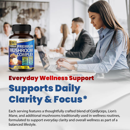 10 in 1 High Strength Mushroom Supplement - Lions Mane, Cordyceps, Reishi - Brain Supplements for Memory and Focus ** 5-Month Supply VEGATOT canada supplements