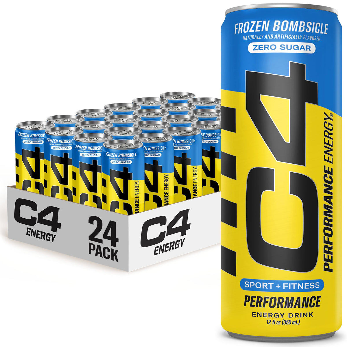 C4 Energy Drink 12oz (Pack of 24) - Frozen Bombsicle - Sugar Free Pre Workout Performance