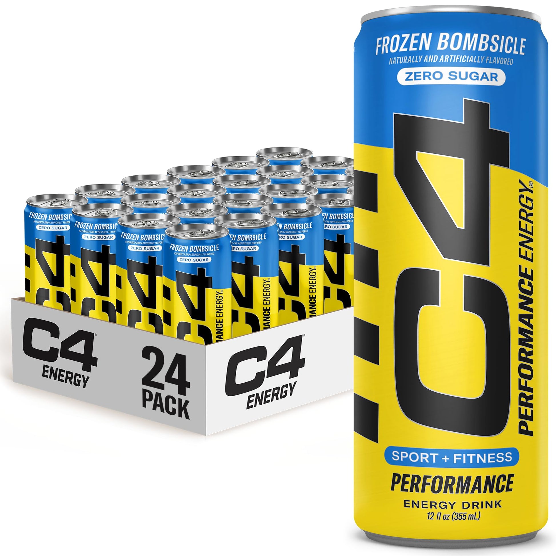 C4 Energy Drink 12oz (Pack of 24) - Frozen Bombsicle - Sugar Free Pre Workout Performance