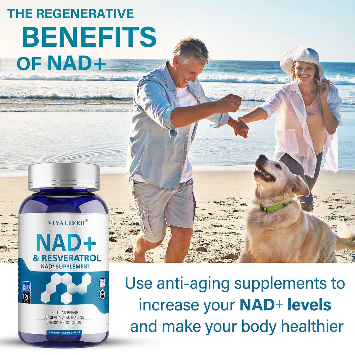 DQQI NMN Supplement Alternative 1500 mg - 120 Capsules (40 Day Supply) High Purity NAD+ & Resveratrol for Anti-Aging, Antioxidant Support, Energy & Focus Boost DQQIBuy Supplements Australia