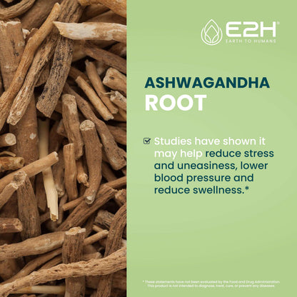 E2H Ashwagandha Liquid Drops - All-Natural Ashwagandha Supplement for Stress Relief and Mood Enhancer- Organic Ashwagandha Root Extract Effective Cortisol Manager | Non-GMO, Vegan | 2 Fl Oz E2H EARTH TO HUMANSBuy Supplements Australia