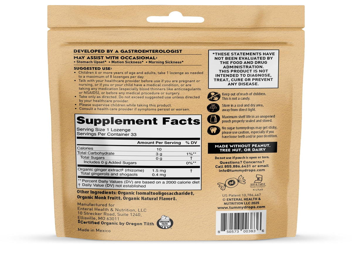 Tummydrops, No Sugar Sweet Blackberry Ginger Flavor, Gluten Free & Vegan, 33 Individually Wrapped Organic Ginger Lozenges Made with Organic Monkfruit tummy drops buy supplements Au