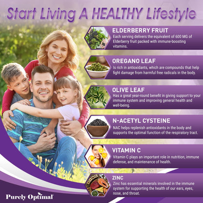 Purely Optimal Premium Black Elderberry Capsules - Sambucus Elderberry Pills for Adults Purely OptimalBuy Supplements Australia