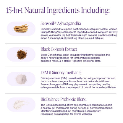 Menopause Supplements for Women - Natural Hormone Balance - Hot Flashes, Night Sweats, Sleep & Mood Support. with Sensoril® Ashwagandha, DIM, Chaste Berry & Black Cohosh Root - 60 Count Pure MicronutrientsBuy Supplements Australia