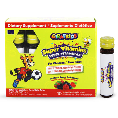 GirafKids Multivitamin Syrup + Super Vitamins Liquid Bundle for Kids Ages 4+ | Omega-3, Beta Glucan, Royal Jelly & Propolis | PHARMADELBuy Supplements Australia