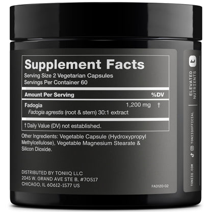 Toniiq Fadogia Agrestis - Ultra High Potency 30:1 Extract - 1200mg Per Serving - Highly Concentrated - Third-Party Lab Tested - 120 Capsules Toniiq buy supplements Au