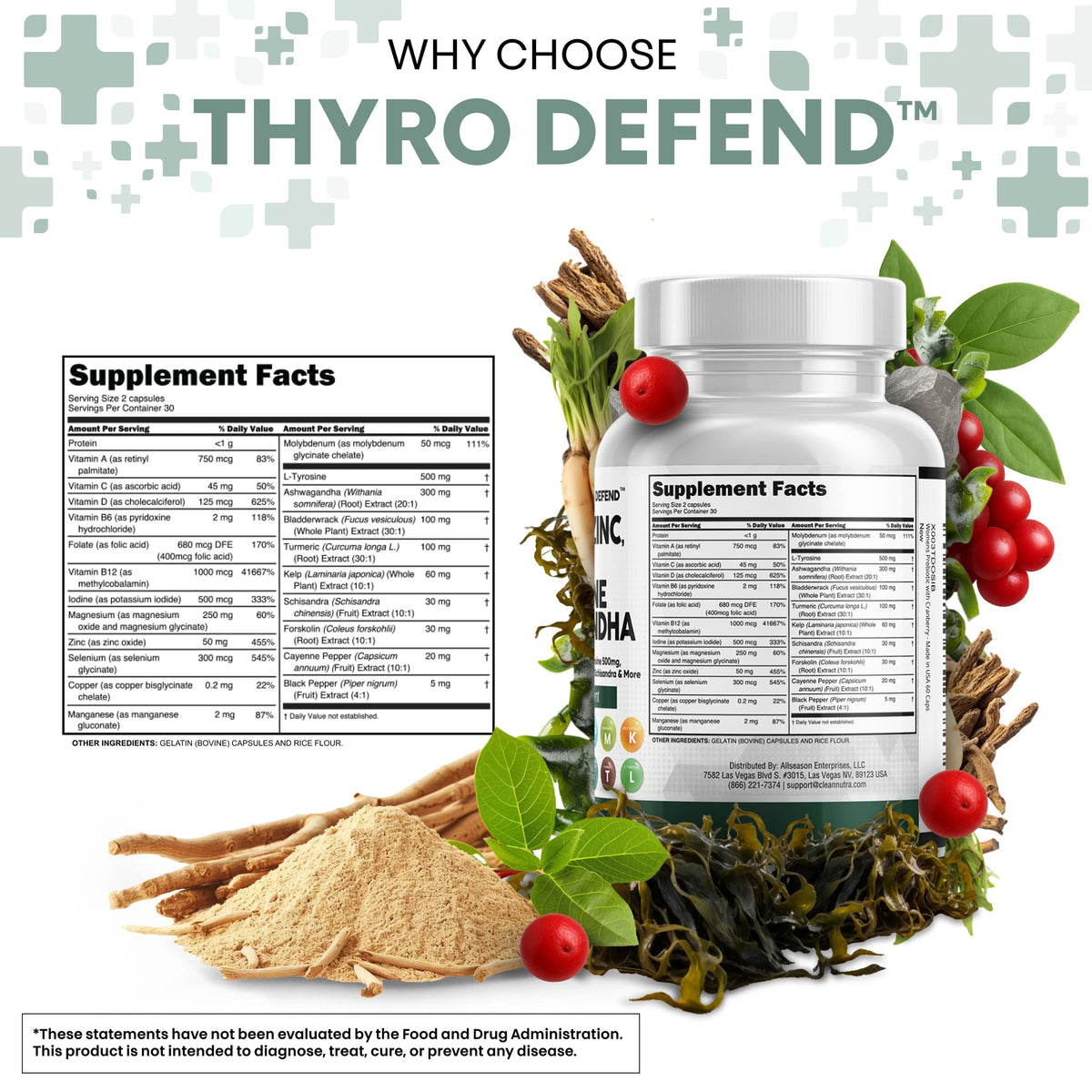 Clean Nutra Selenium 300mcg Iodine 500mcg Thyroid Support for Women & Men | L Tyrosine 500mg Ashwagandha Supplement Bladderwrack, Turmeric, Kelp, Schisandra Zinc Pills Capsule Supplements Clean NutraceuticalsBuy Supplements Australia